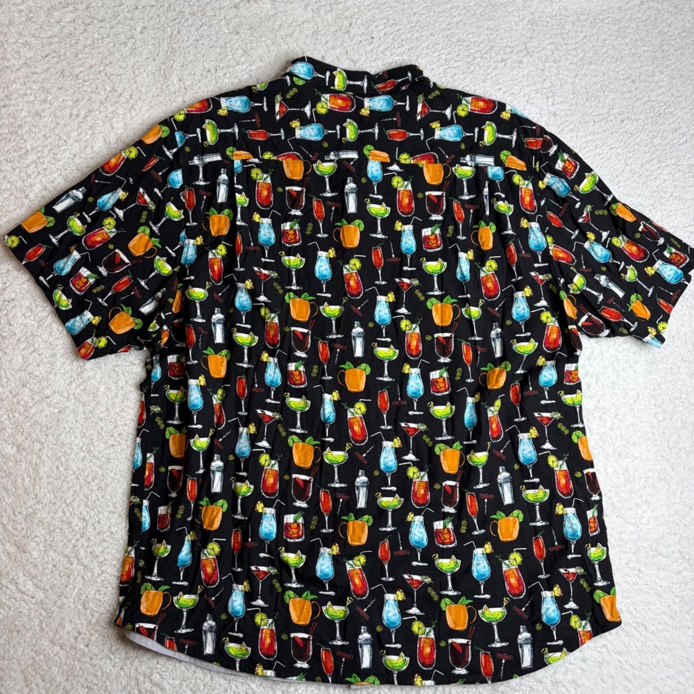Tommy Bahama Veracruz Cay Cocktail Drink Shirt Mens XXL Black Viscose Hawaiian - Picture 5 of 7